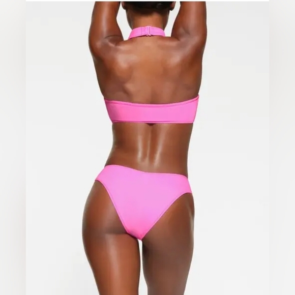 SKIMS Recycled Swim Cut Out Halter Neck Monokini Swimsuit Bikini Taffy Pink XS - Picture 3 of 6
